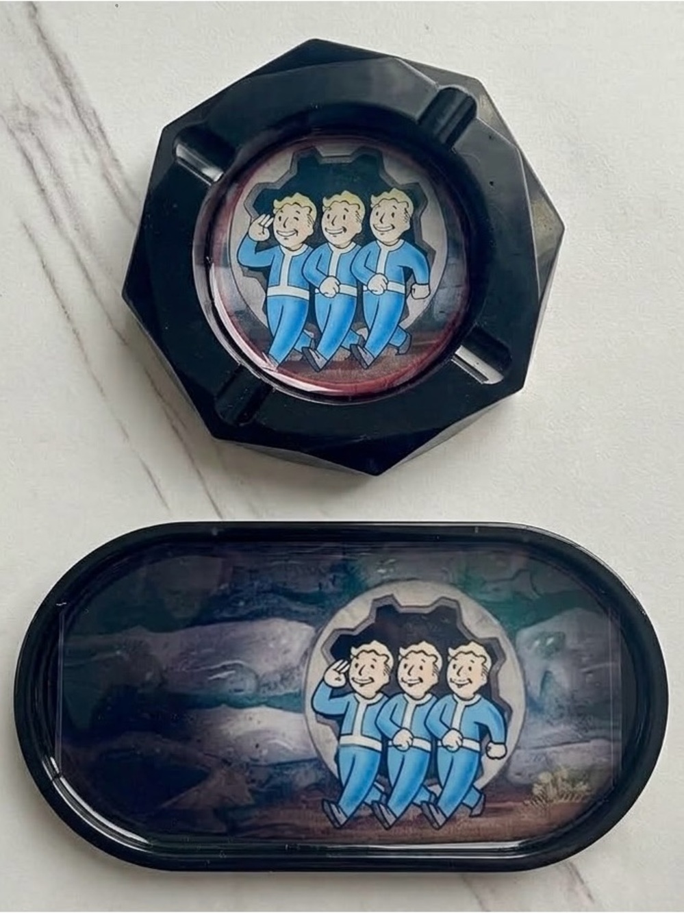 Fallout Vault Boy Resin Tray and Ashtray Set | Apocalyptic Gaming Collectible